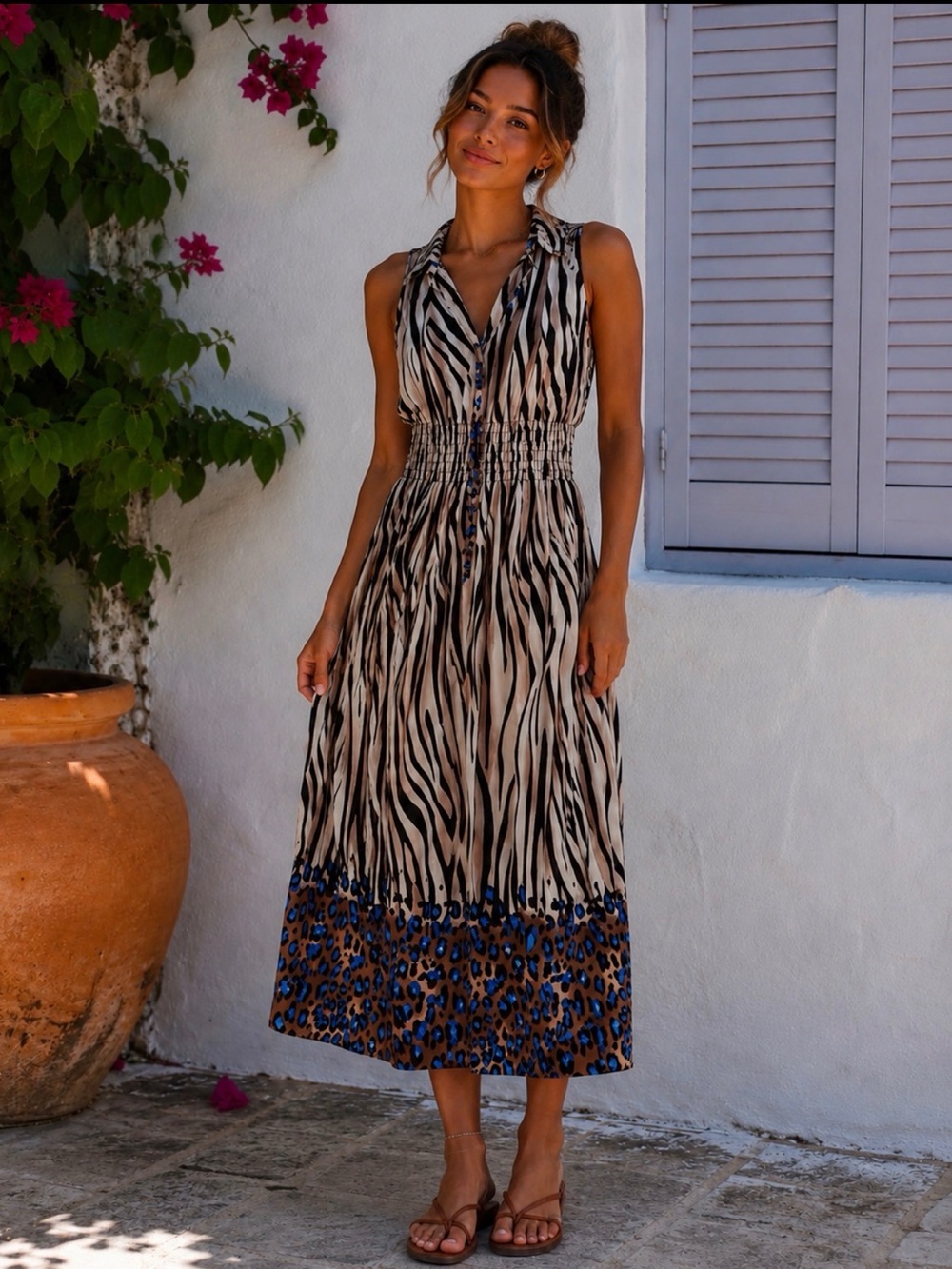 Boutique Zebra+Leopard Maxi Dress